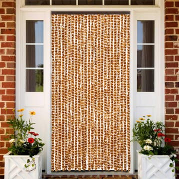 vidaXL Vliegengordijn 100x230 cm chenille okerkleurig en wit, Verzenden, Nieuw