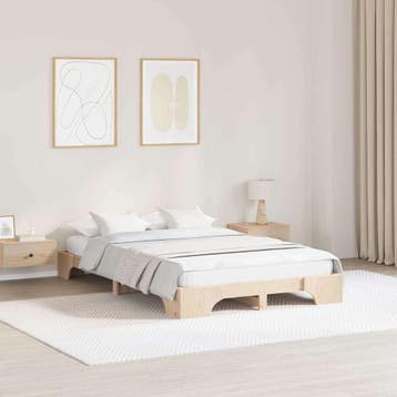 vidaXL Bedframe Naturel 140 x 190 cm Massief grenenhout, Verzenden, Nieuw
