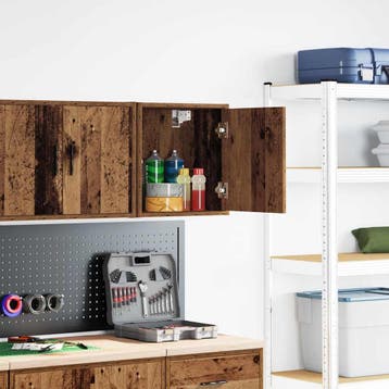 vidaXL Garage wandkast bewerkt hout oud hout, Verzenden