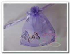 Cadeauzakje giftbag Organza Butterfly Lila Zilver 7x9 cm, Nieuw