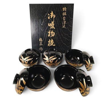 aizu-Nuri - Gash  - Kom (5) - Urushi-lak goud maki-e,