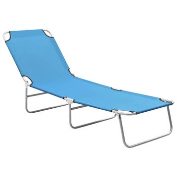 vidaXL Ligbed inklapbaar staal en stof turquoiseblauw, Tuin en Terras, Verzenden, Nieuw