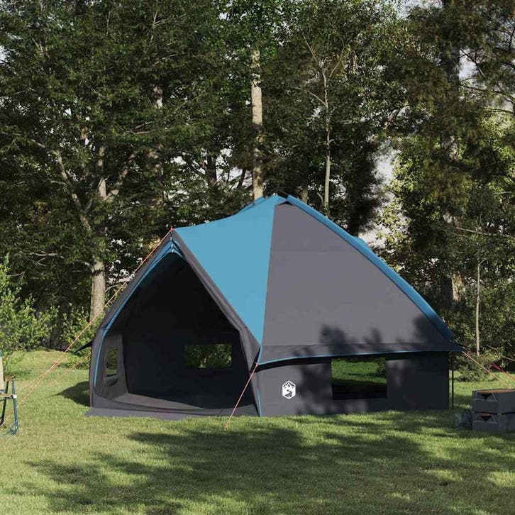 vidaXL Teepee Tent voor 10 Personen Blauw en Grijs 567 x 470, Caravans en Kamperen, Tenten, Nieuw, Verzenden