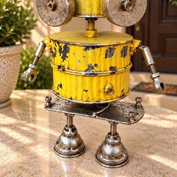 sculptuur, Handcrafted Robot Sculpture Garden Decor - 31 cm
