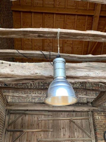 Gekooide hanglamp - Aluminium, Metaal - Vintage industriële