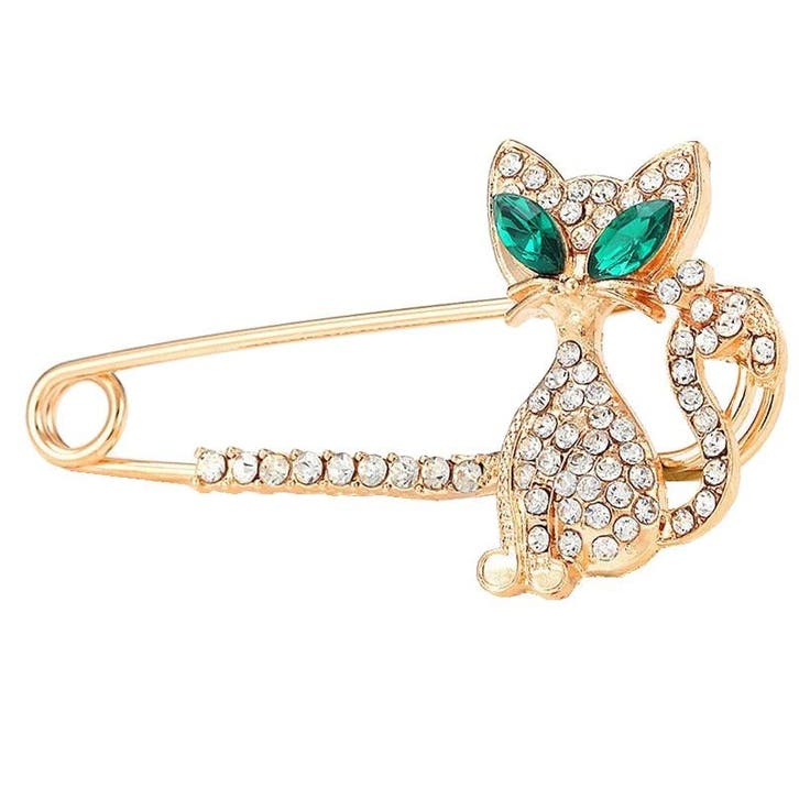 Fako Bijoux - Sierspeld / Sjaalspeld - Kat - Kristal -, Handtassen en Accessoires, Broches, Verzenden
