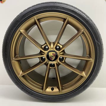 Porsche 992 20/21inch Carrera Classic Goud/Brons met banden, Ophalen, Gebruikt, Banden en Velgen, 21 inch