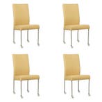 Set van 4 Leren eetkamerstoelen Comfort met wieltjes -, Ophalen of Verzenden
