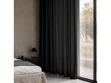 Veiling - Fresh & Co Gordijnen met Linnen look 300cm zwart