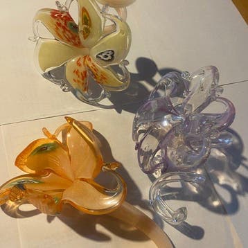 Kandelaar (3) - Glas - Murano-glas bloemen