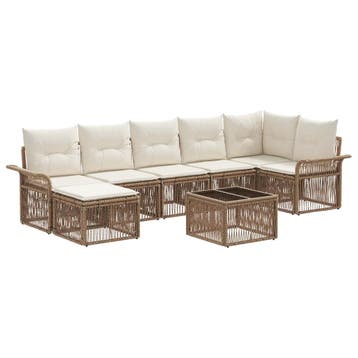 vidaXL Tuinbank Set 8 pcs Beige poly rattan, Tuin en Terras, Verzenden, Nieuw