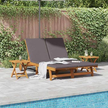 vidaXL Ligstoel met kussen Donkergrijs Massief Acacia Hout, Tuin en Terras, Verzenden, Nieuw