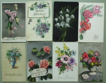 Très anciennes cartes de fleurs au petit format. - fleurs de