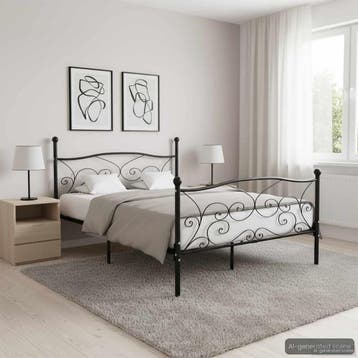 vidaXL Bedframe met lattenbodem metaal zwart 140x200 cm, Huis en Inrichting, Verzenden, Nieuw