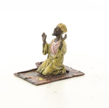 Beeld, Biddende Arabische Heer - 7.5 cm - Brons, Antiek en Kunst
