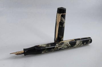 The Croxley Pen by John Dickinson - Grey Marble Celluloid -