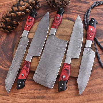 Keukenmes - Hars , pakka Wood, Handgemaakt gevouwen staal -