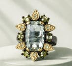 925 zilver zwart gerhodineerd - 12 ct groene amethist -
