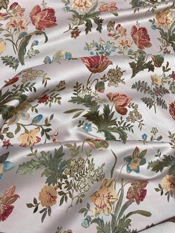 Damastweefsel San Leucio crèmewit - Fleurs de Versailles -, Antiek en Kunst