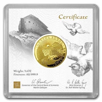 Arménie. 25000 Drams 2022 1/2 oz Armenia 25,000 Drams Gold