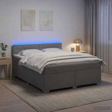 vidaXL Boxspringbed met matras en LED Lichtgrijs 140 x 190, Verzenden, Nieuw