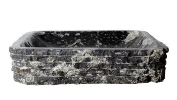 Sanifun Waskom Zarita orthoceras marmer zwart, Nieuw, Overige typen