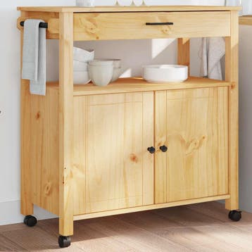vidaXL Keukentrolley MONZA 84x40x88,5 cm massief grenenhout, Verzenden, Nieuw