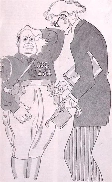 Spotprent over Macdonald en Mussolini (lijst optie, Lithos), Verzenden