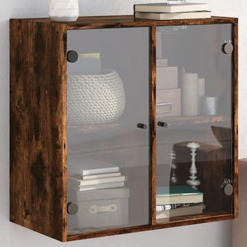 vidaXL Wandkast met glazen deuren 68x37x68,5 cm gerookt, Verzenden