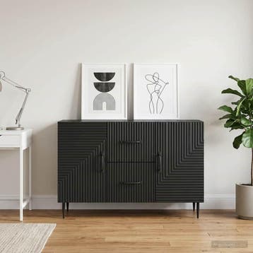 vidaXL Dressoir met lade Zwart 89 x 34,5 x 60 cm Bewerkt, Huis en Inrichting, Verzenden, Nieuw