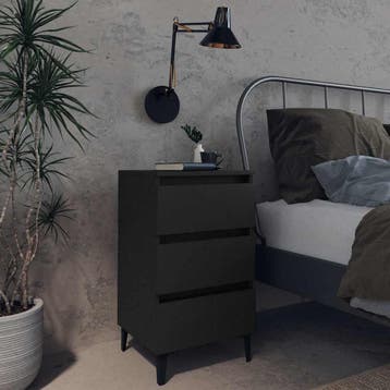 vidaXL Nachtkastje met metalen poten 40x35x69 cm zwart, Verzenden, Nieuw