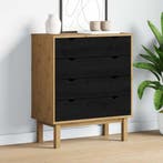 vidaXL Ladekast OTTA Zwart 76,5 x 39,5 x 90 cm Massief, Huis en Inrichting, Verzenden, Nieuw
