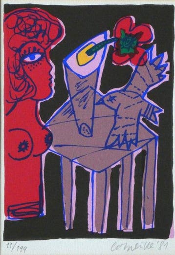 Corneille (1922-2010) - la table à la grande fleur parle