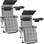 tectake Ligstoel Cloud II met zonnekap, opvouwbaar - lichtgr, Verzenden