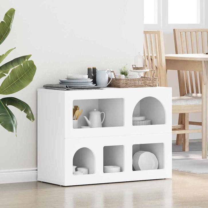 vidaXL Dressoir Wit 80.5 x 35 x 59 cm Bewerkt hout, Huis en Inrichting, Kasten | Dressoirs, Nieuw, Verzenden