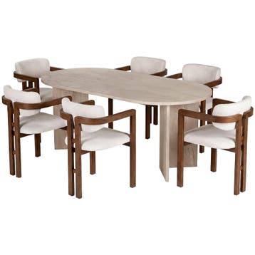 Evila Eettafel - Beige/Houtkleurig - Nieuw/Ongebruikt -, Verzenden, 150 tot 200 cm, Nieuw, Scandinavisch