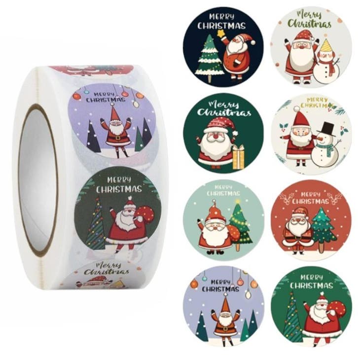 500 Kerst Stickers Op Rol - 2.5cm - Kerststickers -, Hobby en Vrije tijd, Stickers en Plaatjes, Verzenden