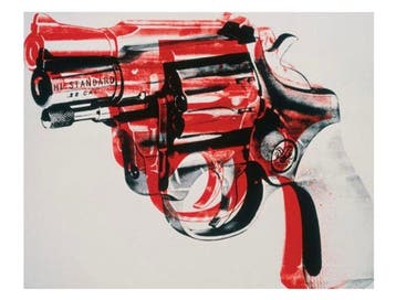 Andy Warhol - “Gun, 1981-1982 (black and red on white)”. -