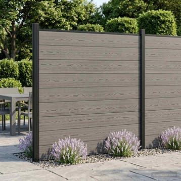 vidaXL Hekset 526 x 186 cm WPC en Aluminium Grijs, Tuin en Terras, Verzenden, Nieuw