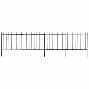 vidaXL Tuinhek met speerpunt staal 714,5x150 cm zwart, Verzenden