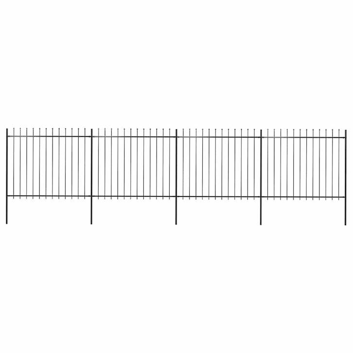 vidaXL Tuinhek met speerpunt staal 714,5x150 cm zwart, Tuin en Terras, Tuinhekken en Hekwerk, Nieuw, Verzenden