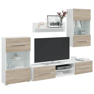 vidaXL 5-delige Tv-meubels met LED bewerkt hout sonoma eiken, Verzenden, Nieuw