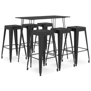 vidaXL 7-delige Barset zwart, Huis en Inrichting, Complete eetkamers, Verzenden, Nieuw