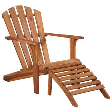 vidaXL Adirondack tuinstoel met voetensteun massief, Tuin en Terras, Verzenden, Nieuw