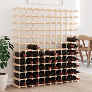 vidaXL Wijnrek voor 120 flessen 112,5x23x123,5cm massief, Huis en Inrichting, Verzenden, Nieuw