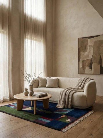 Vloerkleed - 192 cm - 148 cm - Handgeknoopt Konya-tapijt, Maison & Meubles