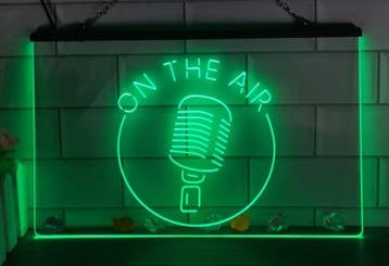 Studio microfoon neon bord lamp LED verlichting reclame lich, Verzenden