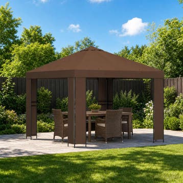 vidaXL Prieel 3 x 3 m Bruin Polyester en Staal 190 gsm, Verzenden, Nieuw