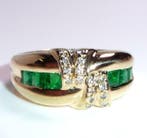 Ring - 18 karaat Geel goud - 0.52ct. tw. Smaragd - Diamant -, Nieuw