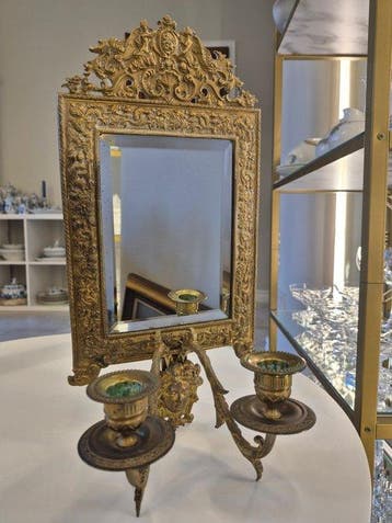 Applique murale - Laiton doré - Miroir, renouveau baroque